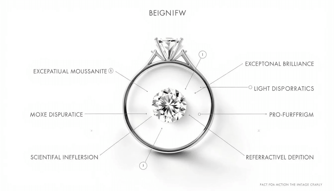 A beautiful moissanite engagement ring displayed in an elegant setting, showcasing its appeal.