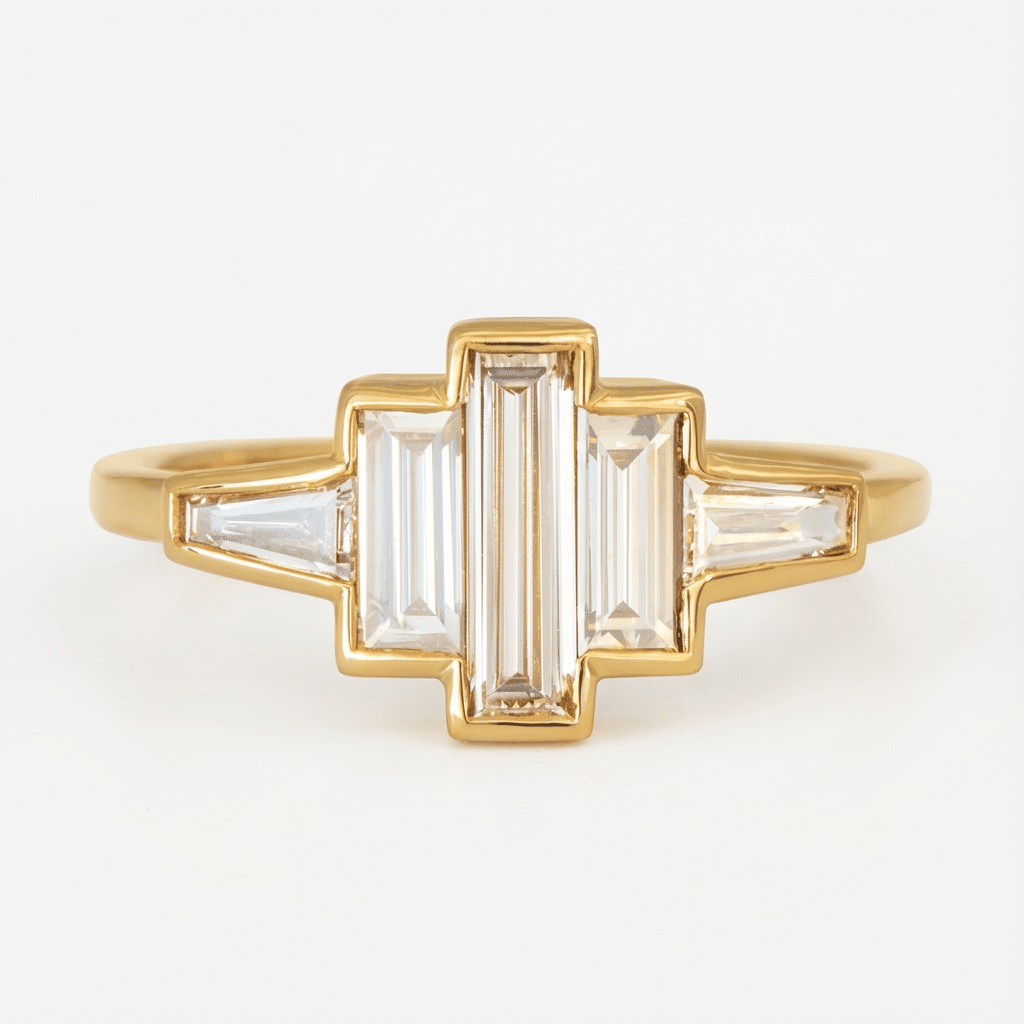 Emerald Aurelia Moissanite Ring 3ct-1 Emerald Aurelia Moissanite Ring - Image 1